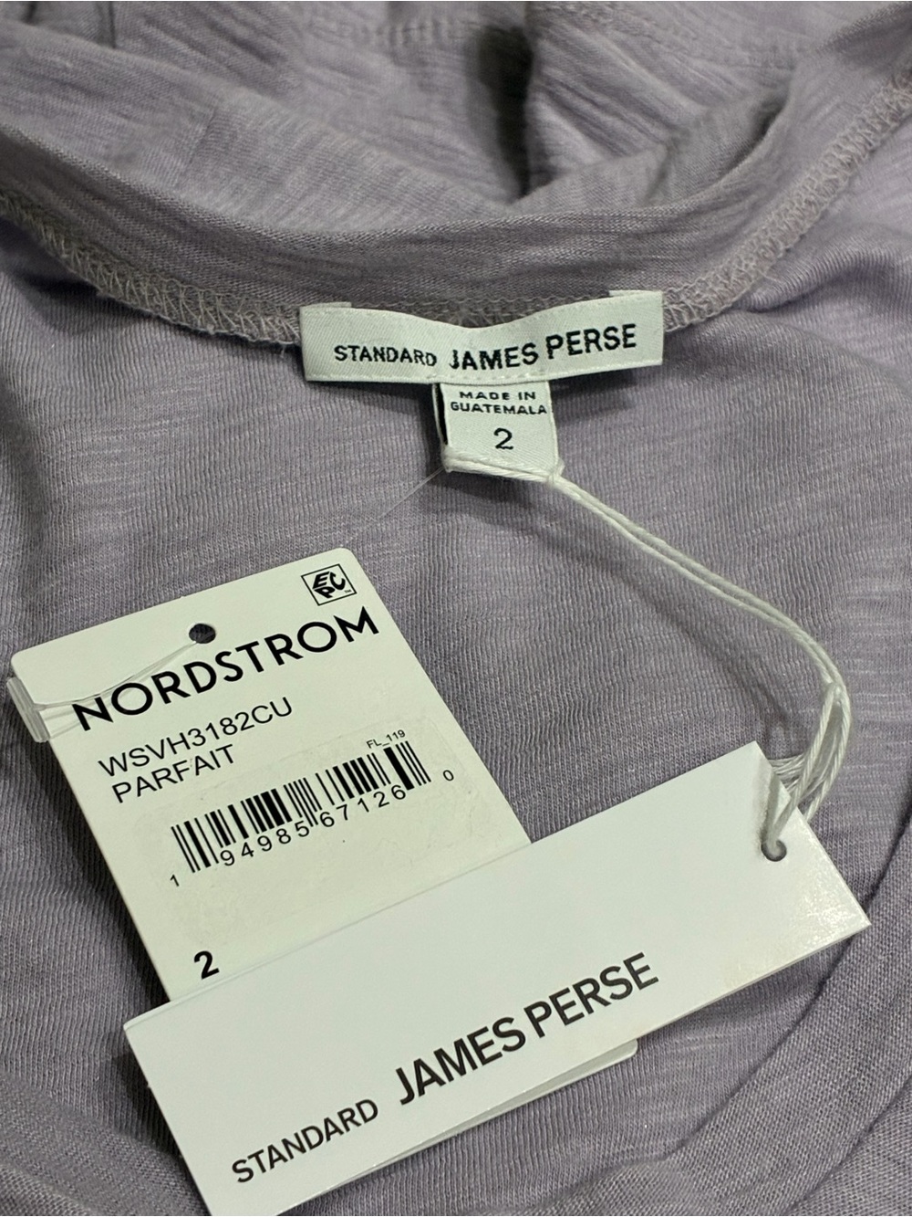 James Perse Lavender Short Sleeve Crewneck Tee